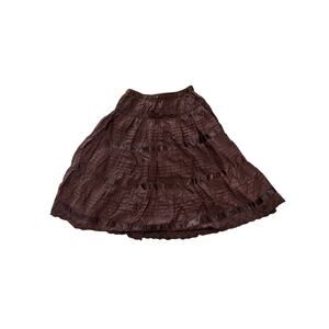 Madrid Vintage Boho 100% Cotton Crinkle Cottagecore Tiered A-line Midi Skirt